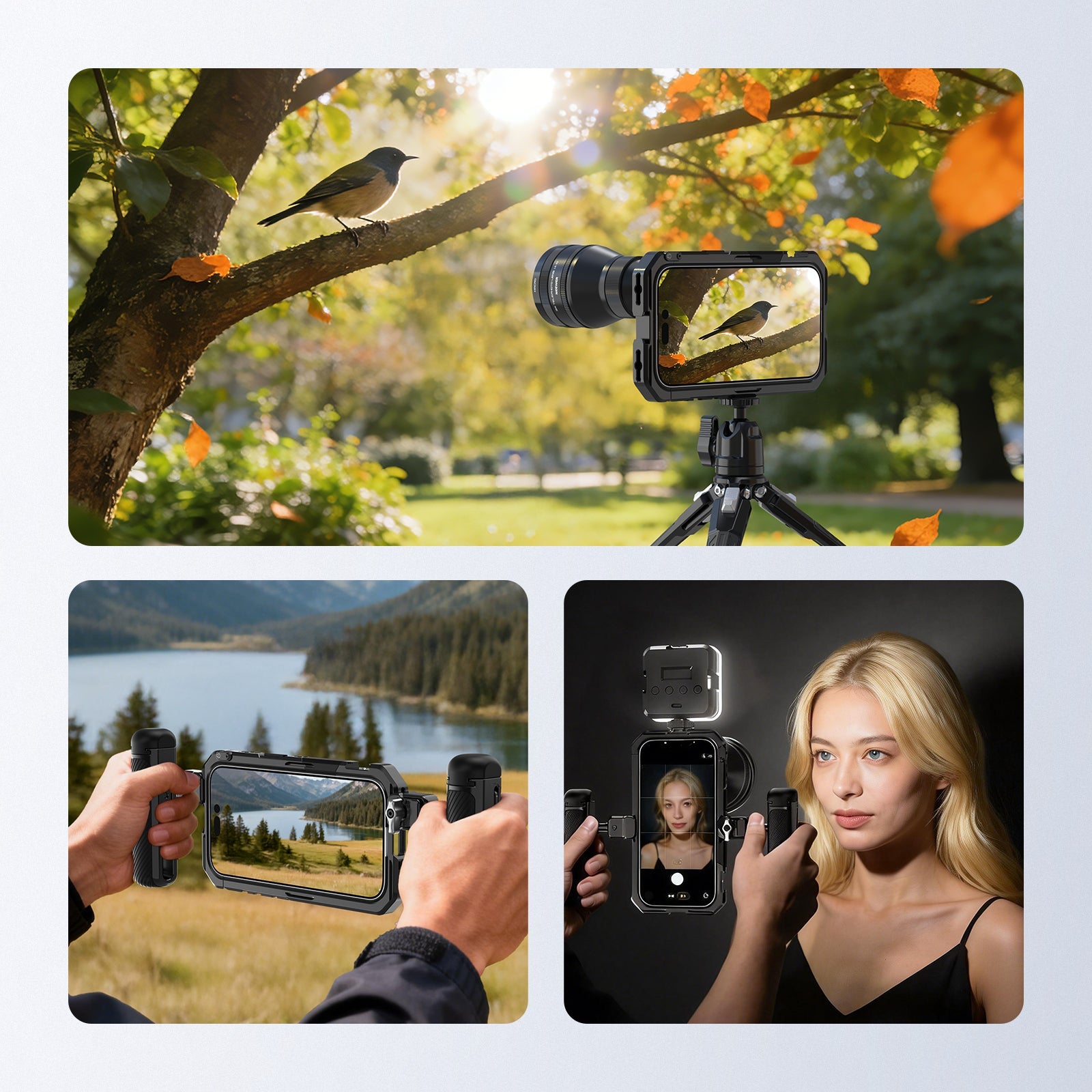 NEEWER PA158 Phone Cage Video Rig Kit for iPhone 17 is ideal for YouTube/TikTok vlogging.