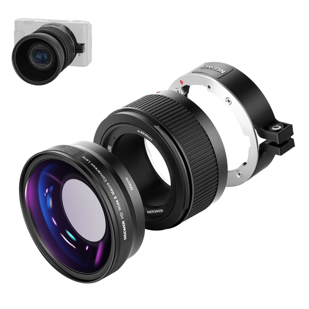 NEEWER Sony 2 in 1 x マクロ 追加レンズに対応でき エクステンション 