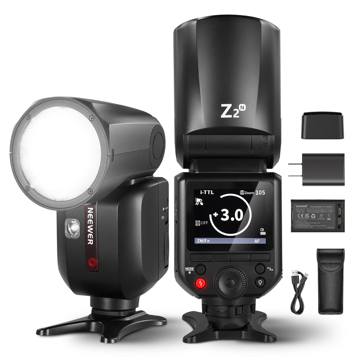 NEEWER Z2-N 2.4G TTLラウンドヘッドフラッシュスピードライト Nikon用 