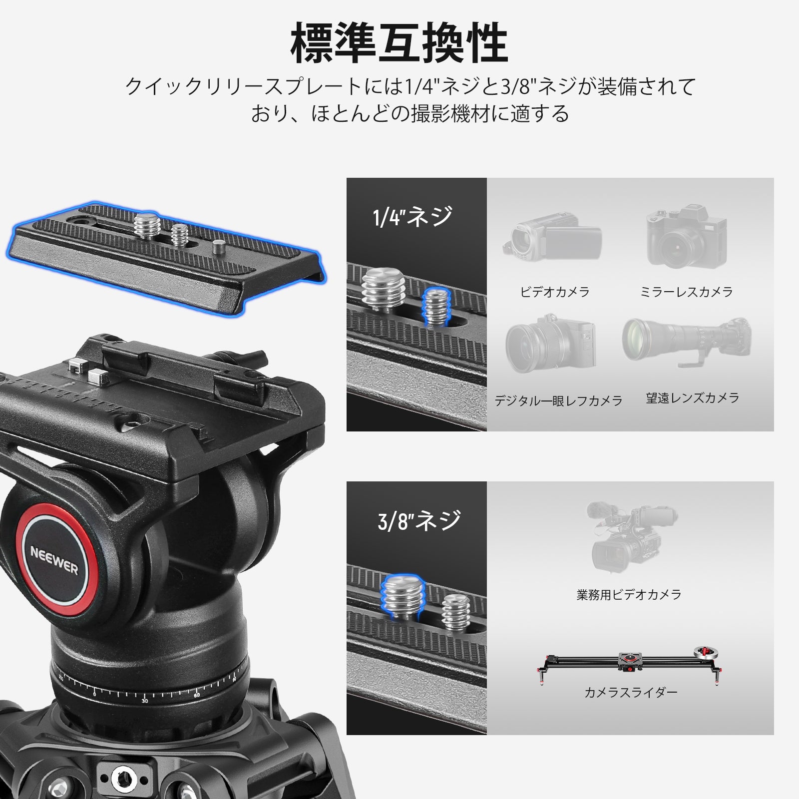 NEEWER LL27 192cm ビデオ三脚 フルード雲台付き – NEEWER.JP