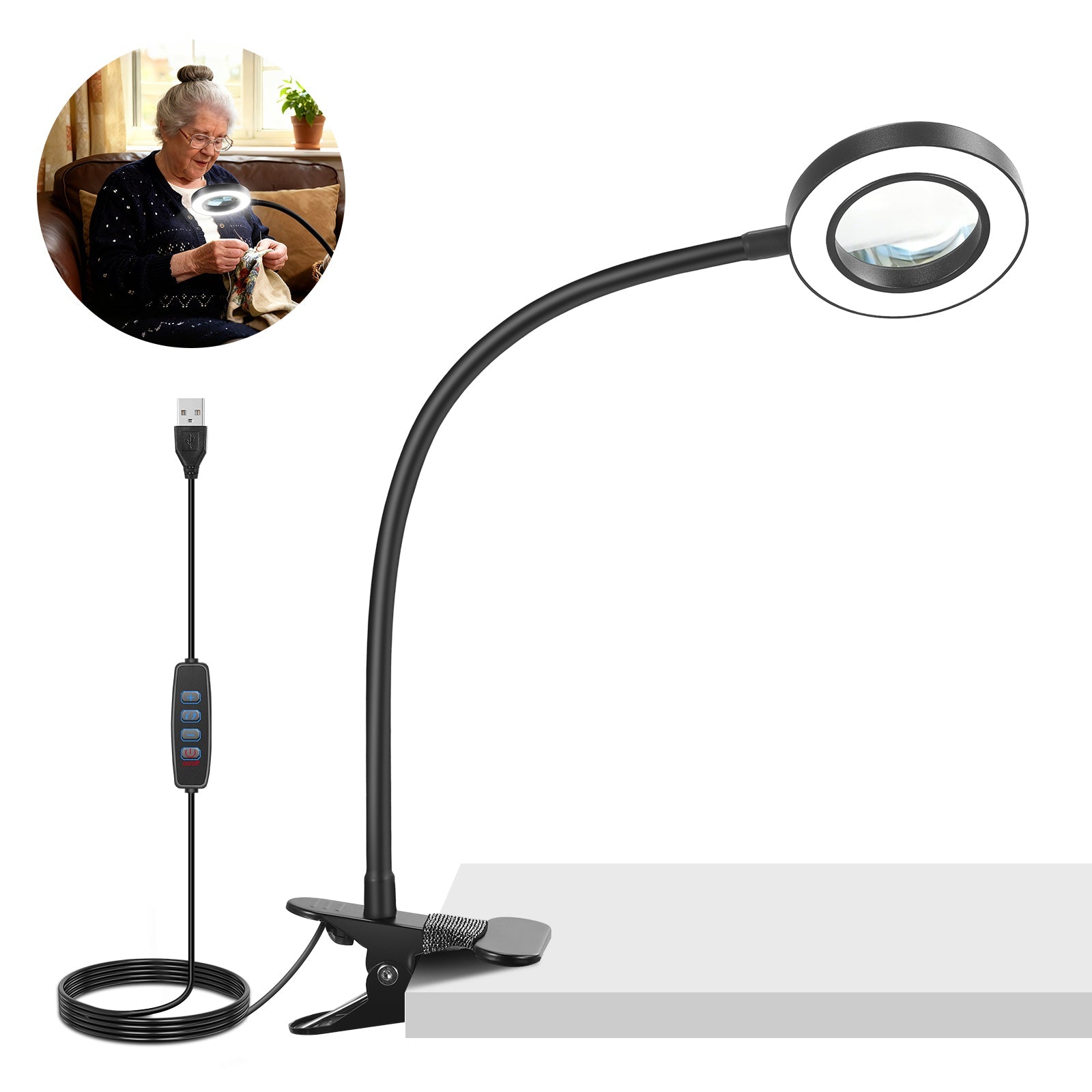 NEEWER N34 10X Magnifying Glass with Ring Light & Stand