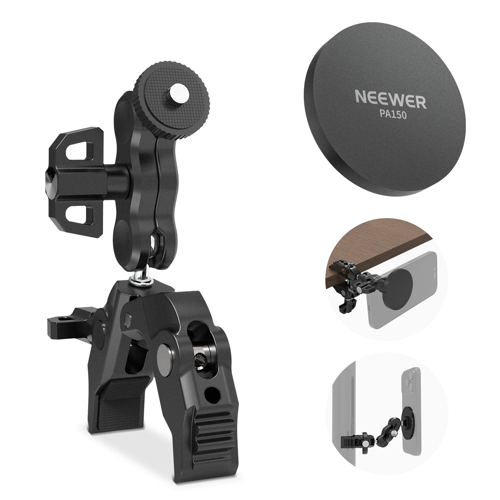 NEEWER PA150 マグネット式 スマホマウント スーパークランプ付き
