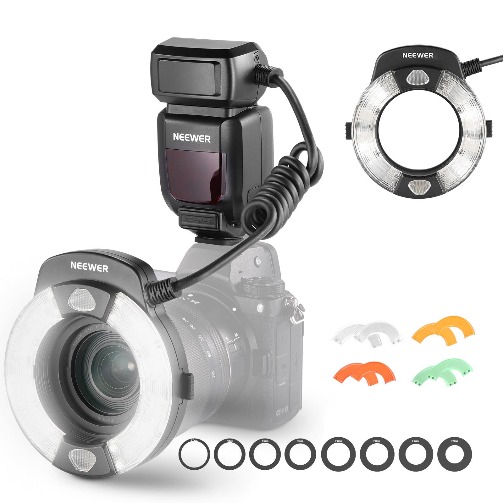 NEEWER RF1 76Ws 5600K GN15 TTL リングフラッシュライト Canon/Nikon