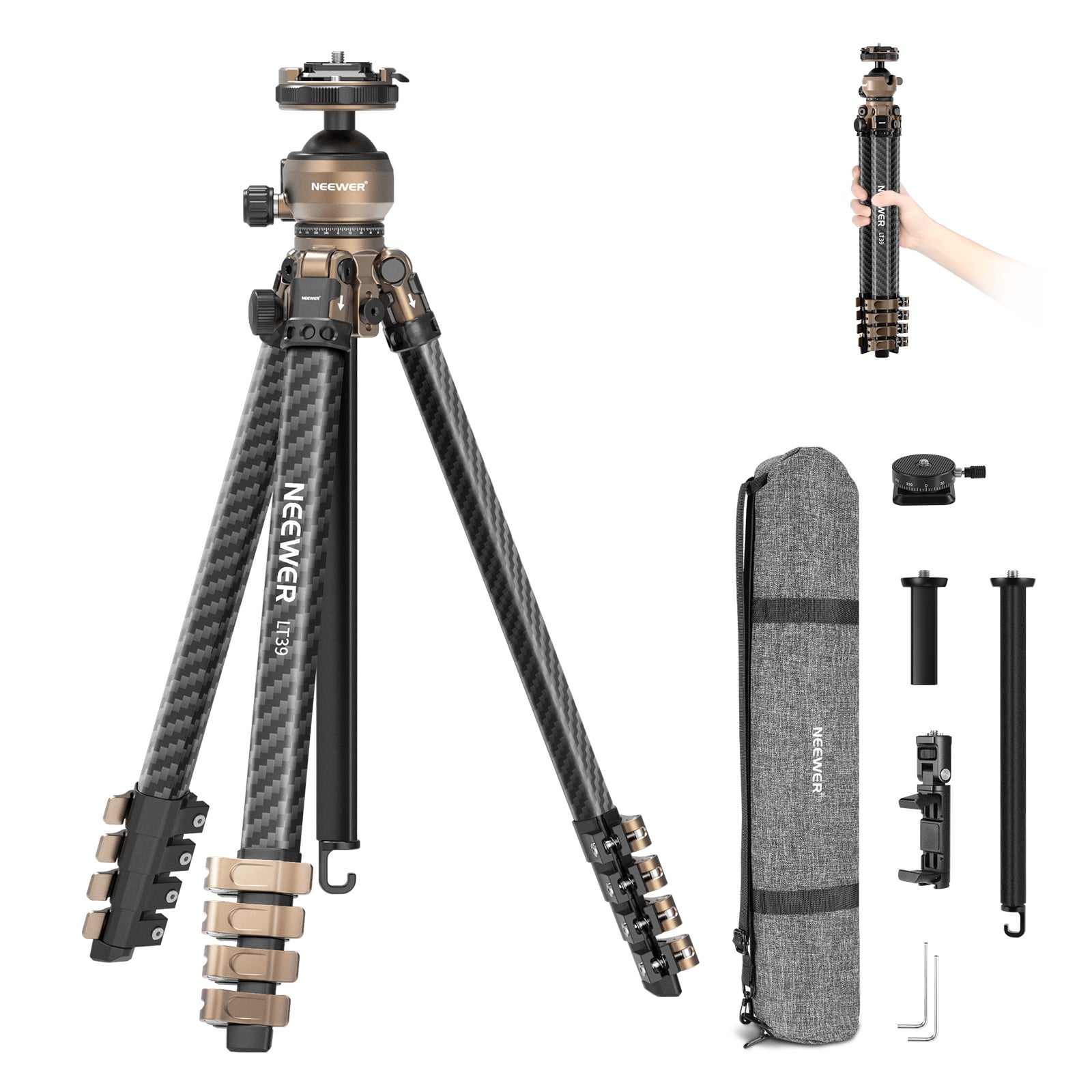 NEEWER LT39 158cm カーボン トラベル三脚 – NEEWER.JP