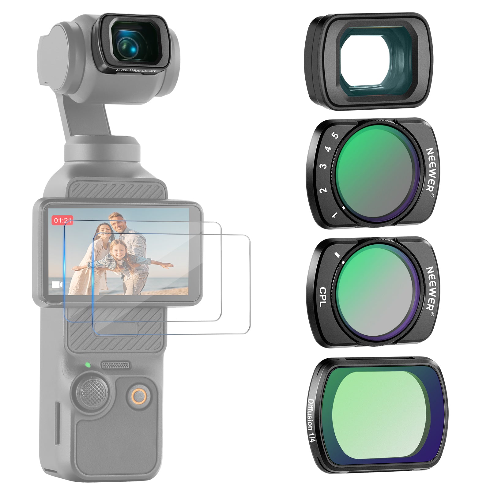 NEEWER フィルターセット 広角レンズ付き コンパチブル DJI Osmo