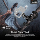 The cellphone holder desktop stand flexibly wraps around posts, branches, or handlebars.