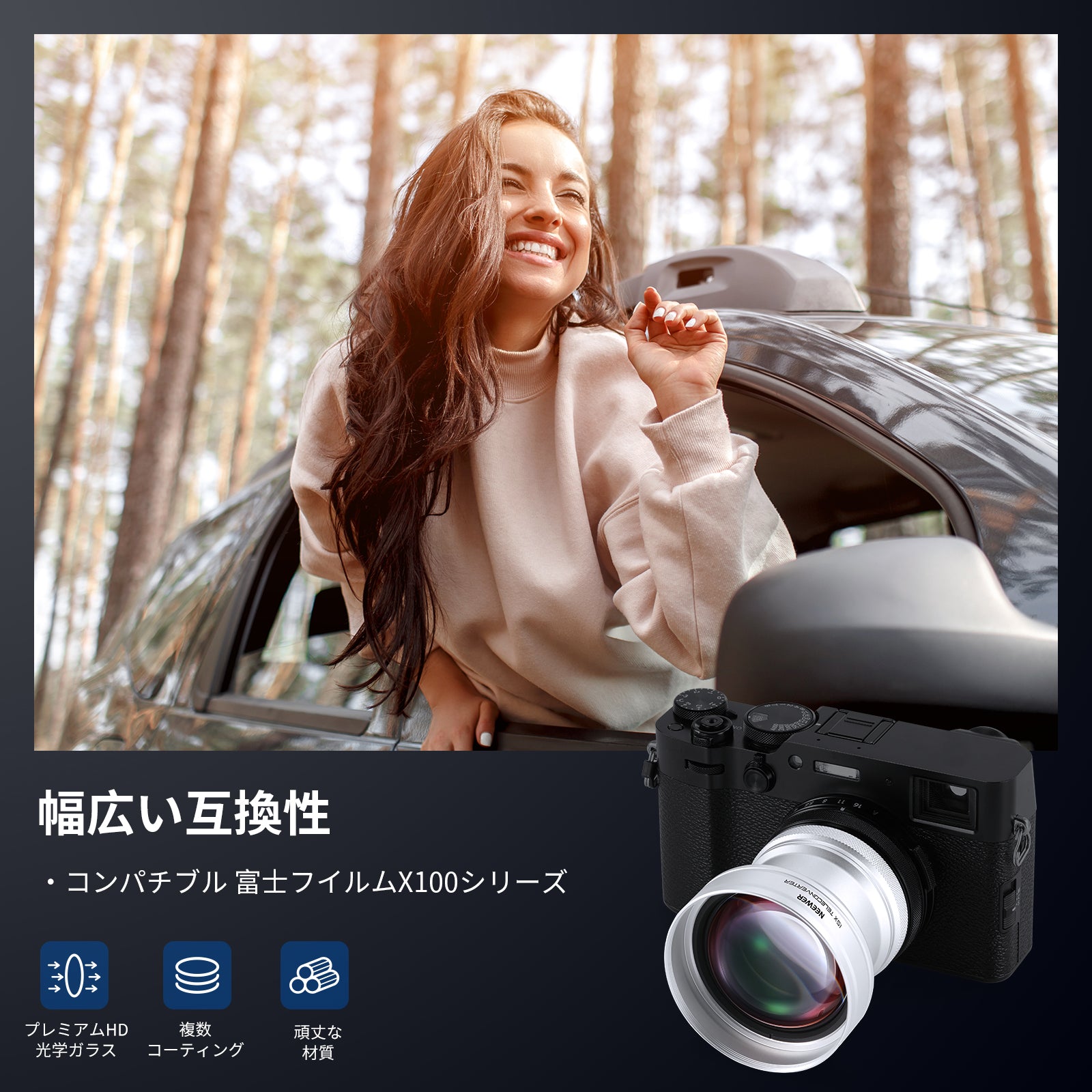 NEEWER LS-61 1.5Xテレコンバーターレンズ コンパチブル富士フイルム