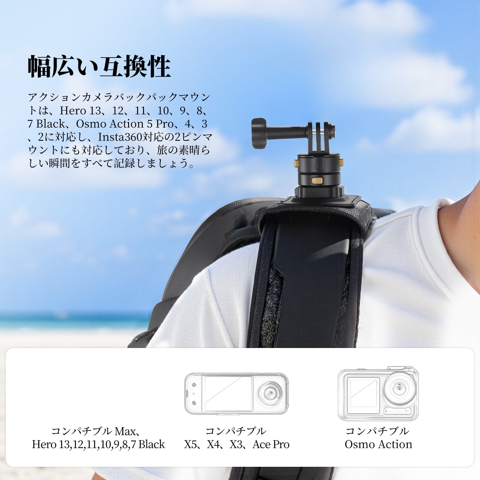 NEEWER GP63 バックパックショルダーストラップマウントアクション