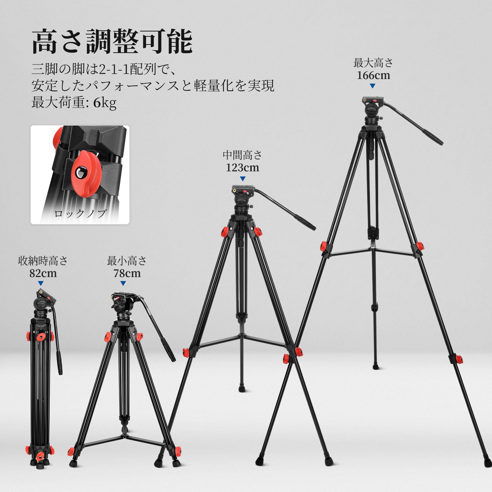 NEEWER TP73 165cm アルミ合金 軽量 ビデオ三脚 – NEEWER.JP