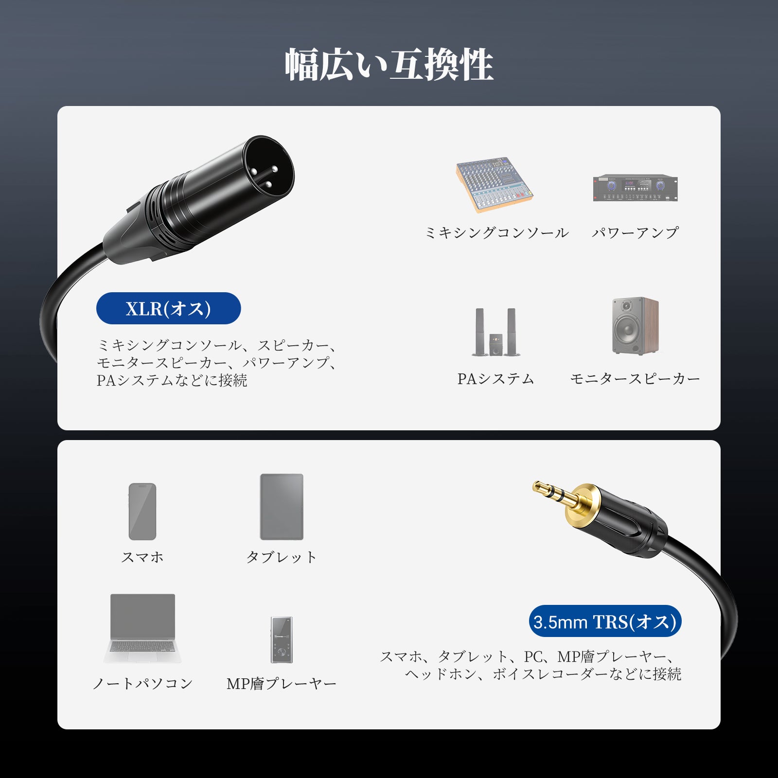 NEEWER MS023 3.5mm to XLRケーブル – NEEWER.JP