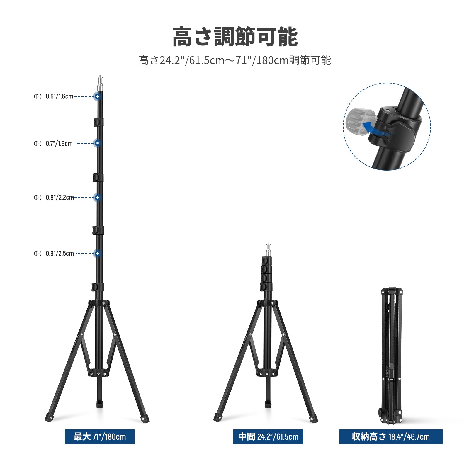 NEEWER ST180R 180cm ポータブル ライトスタンド – NEEWER.JP