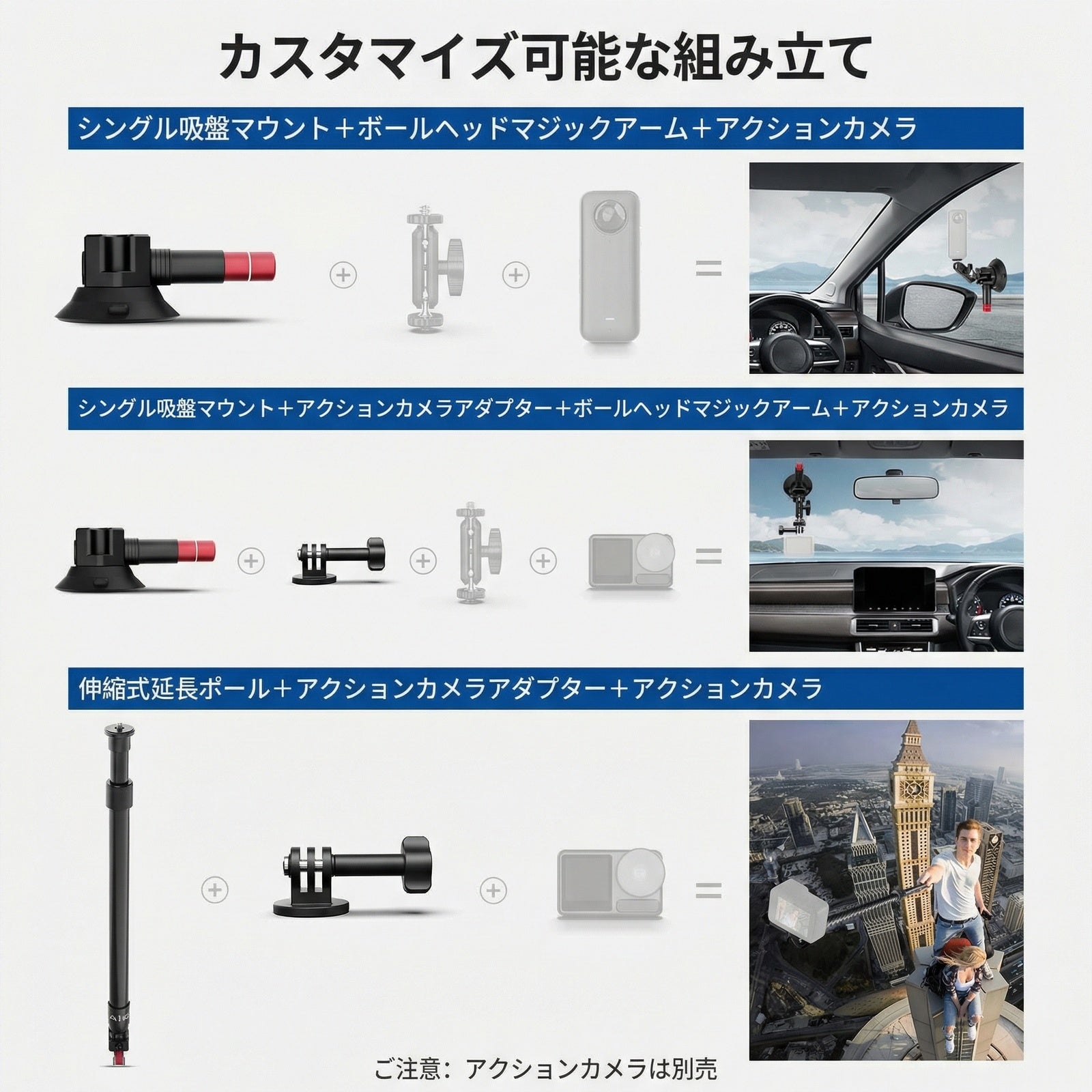 NEEWER BASICS CA166 トリプル吸盤カーマウントキット – NEEWER.JP