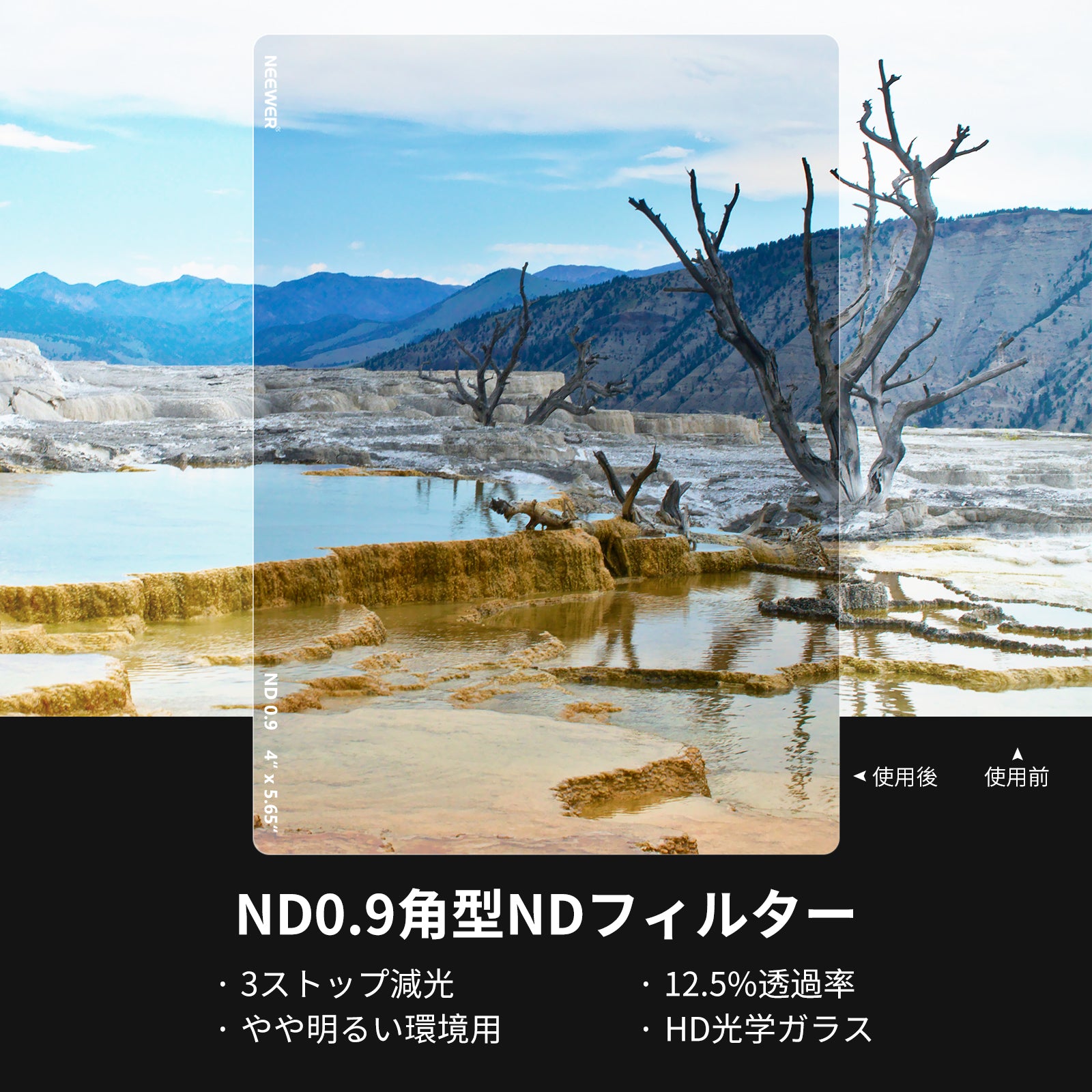 NEEWER 2枚 ND0.9 (3ストップ) & ND1.8 (6ストップ) 角型フィルター