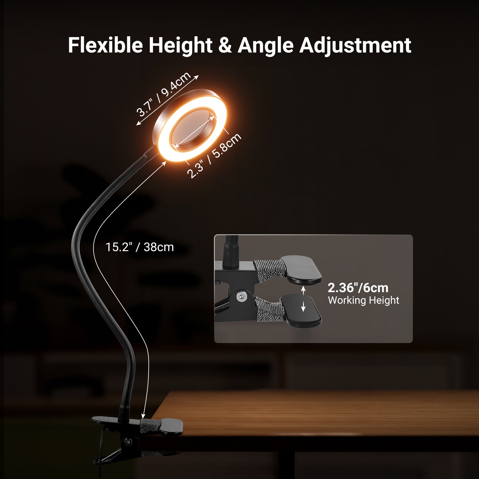 NEEWER N34 10X Magnifying Glass with Ring Light & Stand offers flexible height and angle adjustment.