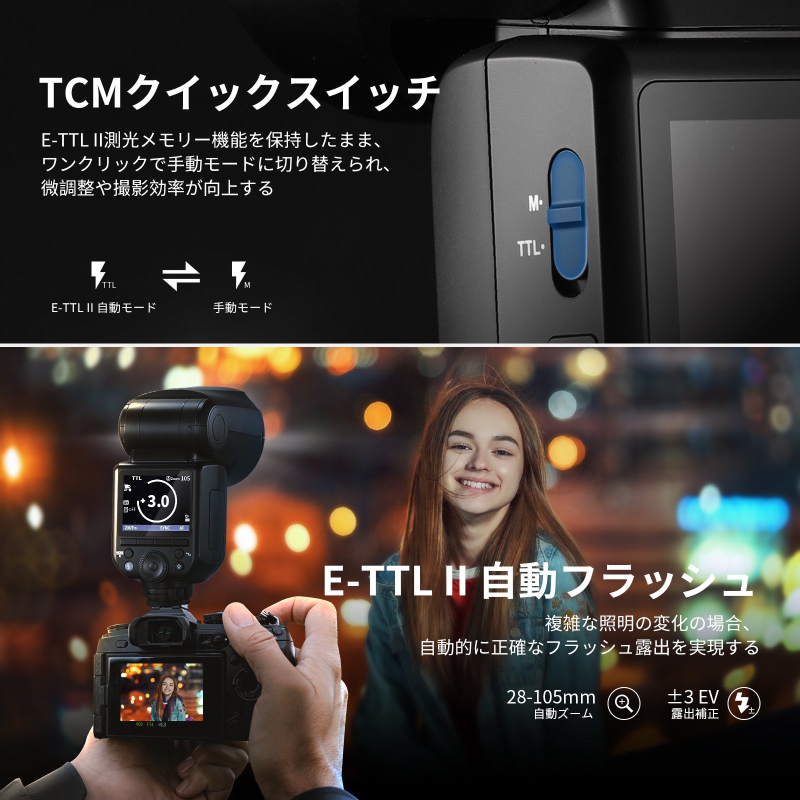 NEEWER Z2 2.4G TTLラウンドヘッドフラッシュストロボ 3000mAh