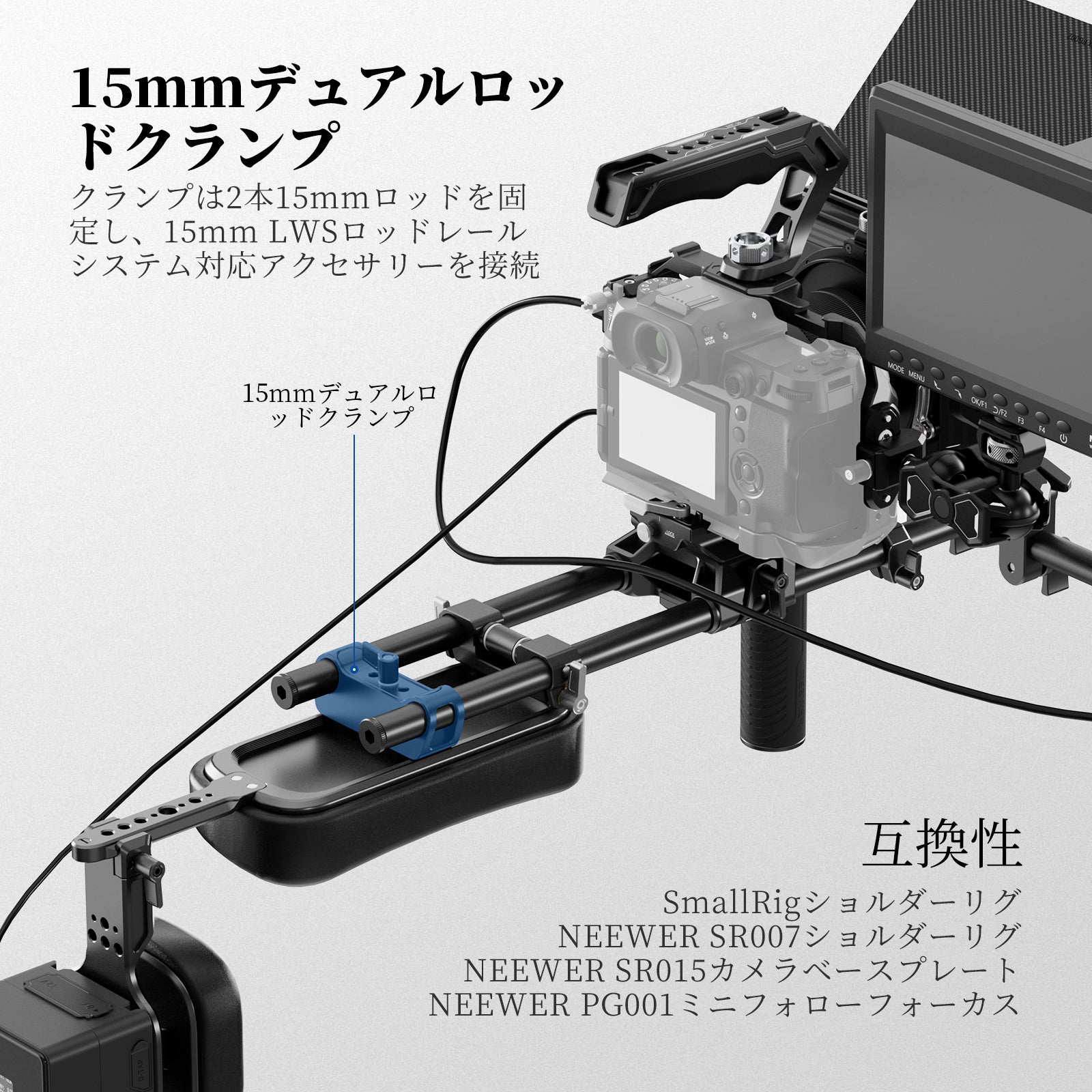 NEEWER SR016 15mm LWSショルダーパッドマウントリグ Vマウント