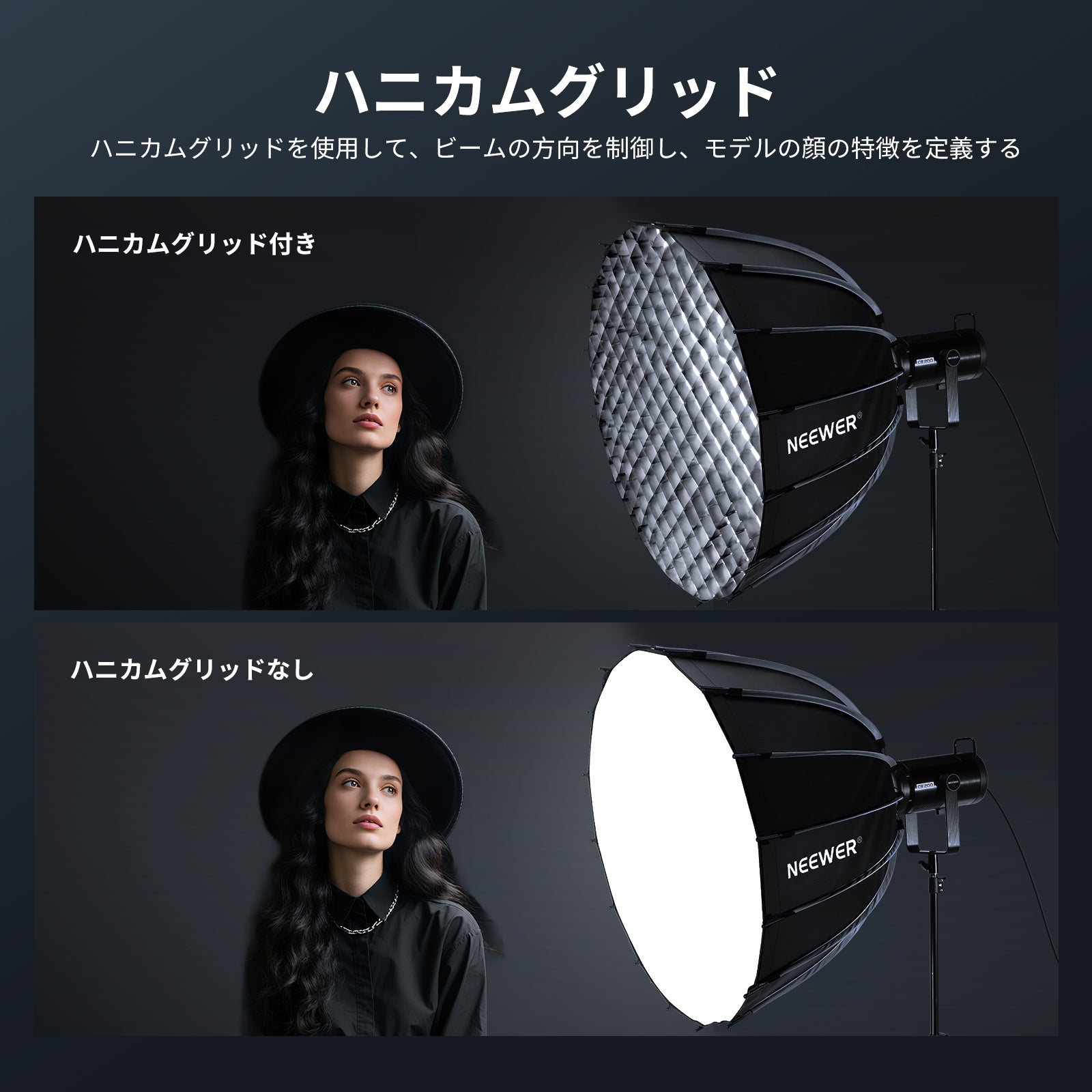 NEEWER 60CM/90CM/120CM クイックリリース パラボリックソフトボックス