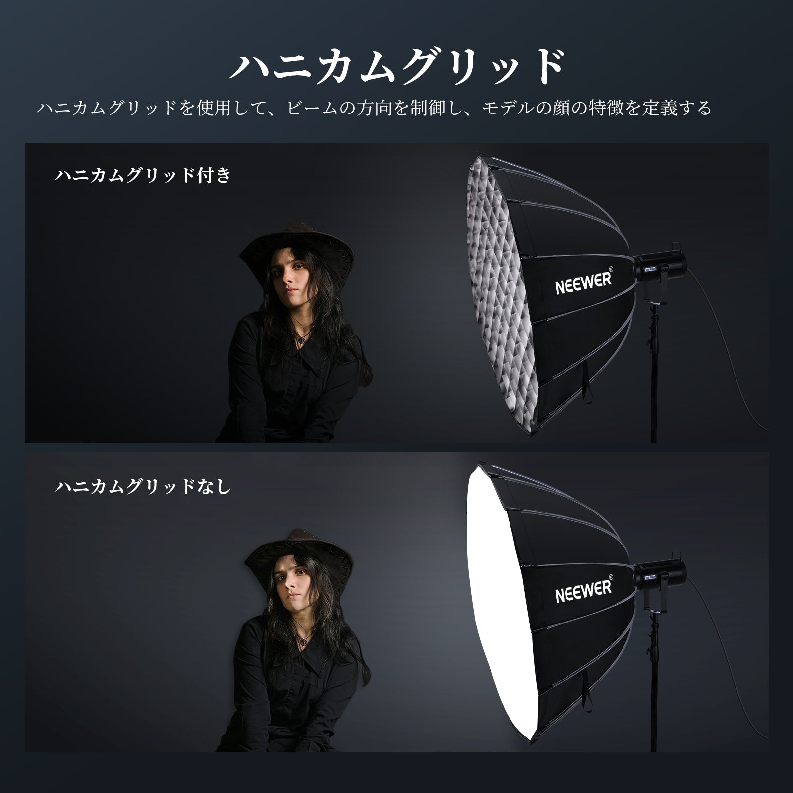 NEEWER 60CM/90CM/120CM クイックリリース パラボリックソフトボックス