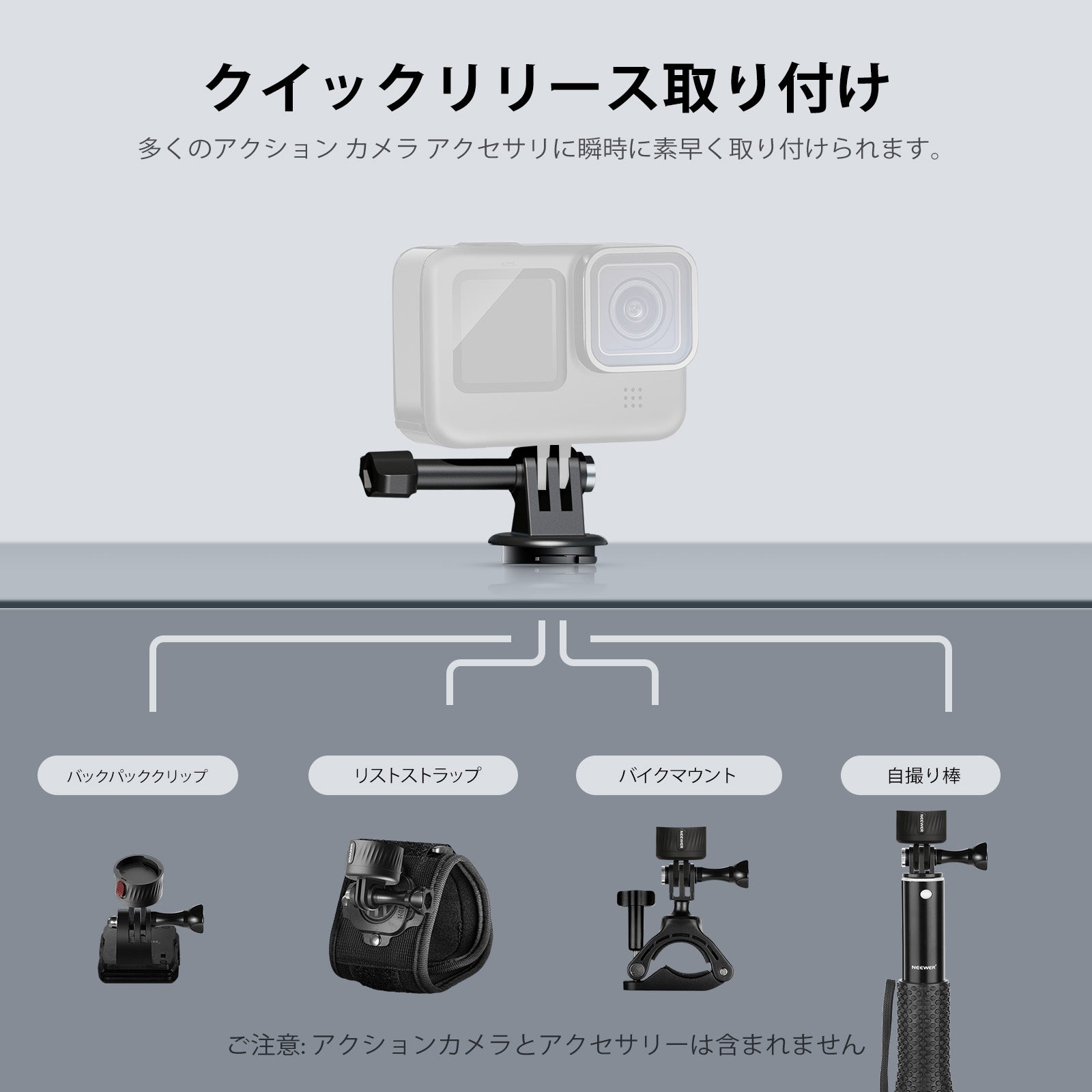 GoPro HERO クイックリリースバックルとマウントネジ つけ アクセサリー