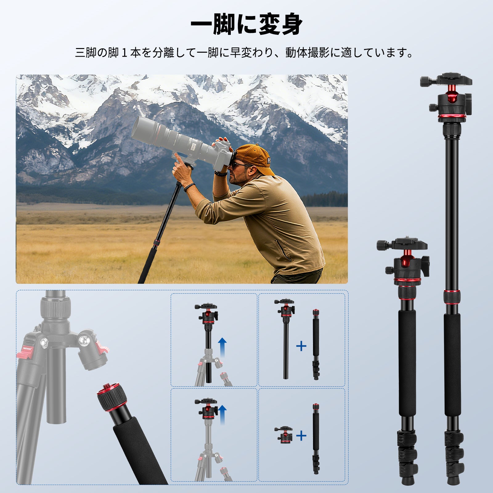 NEEWER BASICS TP14B 182cm カメラ三脚一脚 – NEEWER.JP
