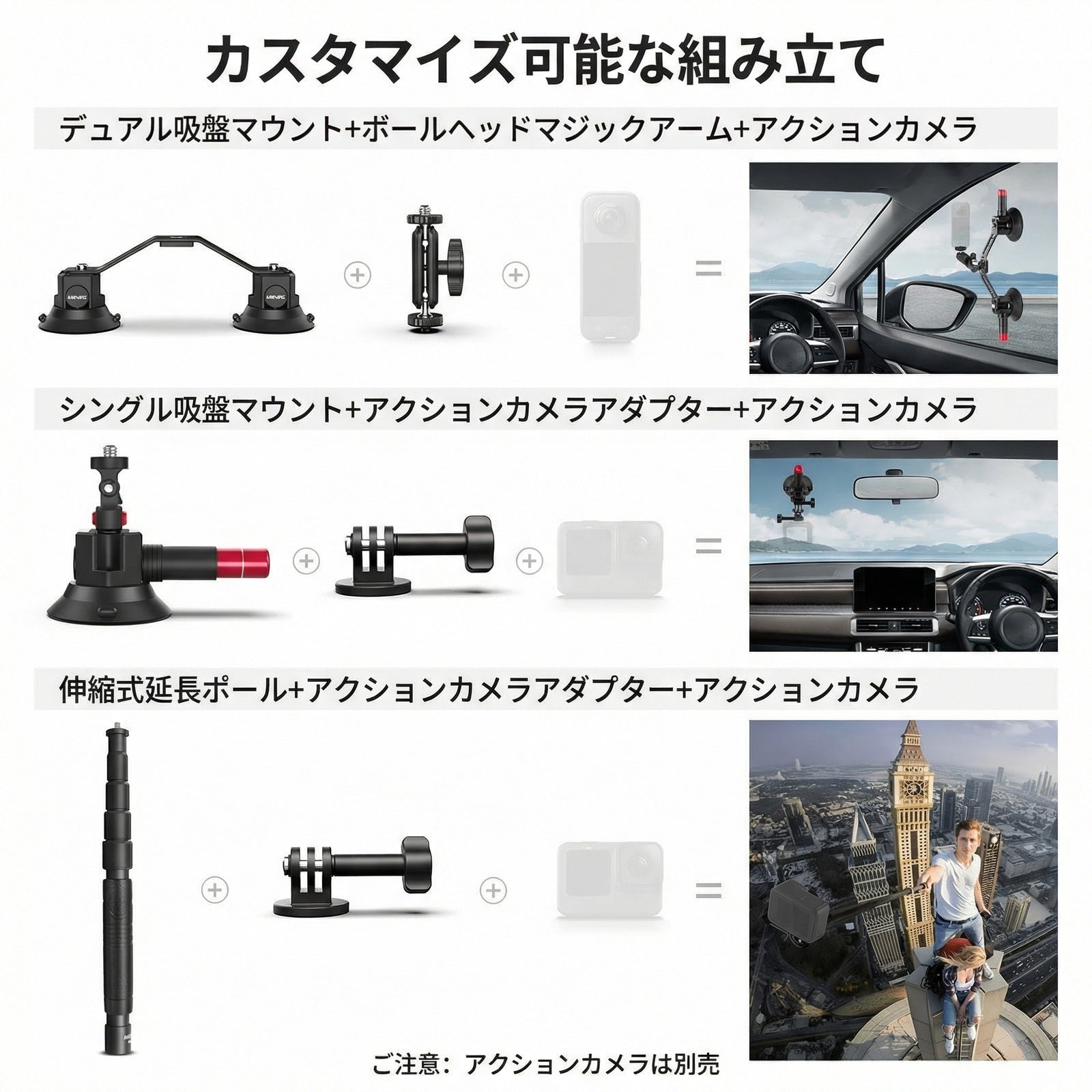 NEEWER CA065 トリプル吸盤マウント – NEEWER.JP