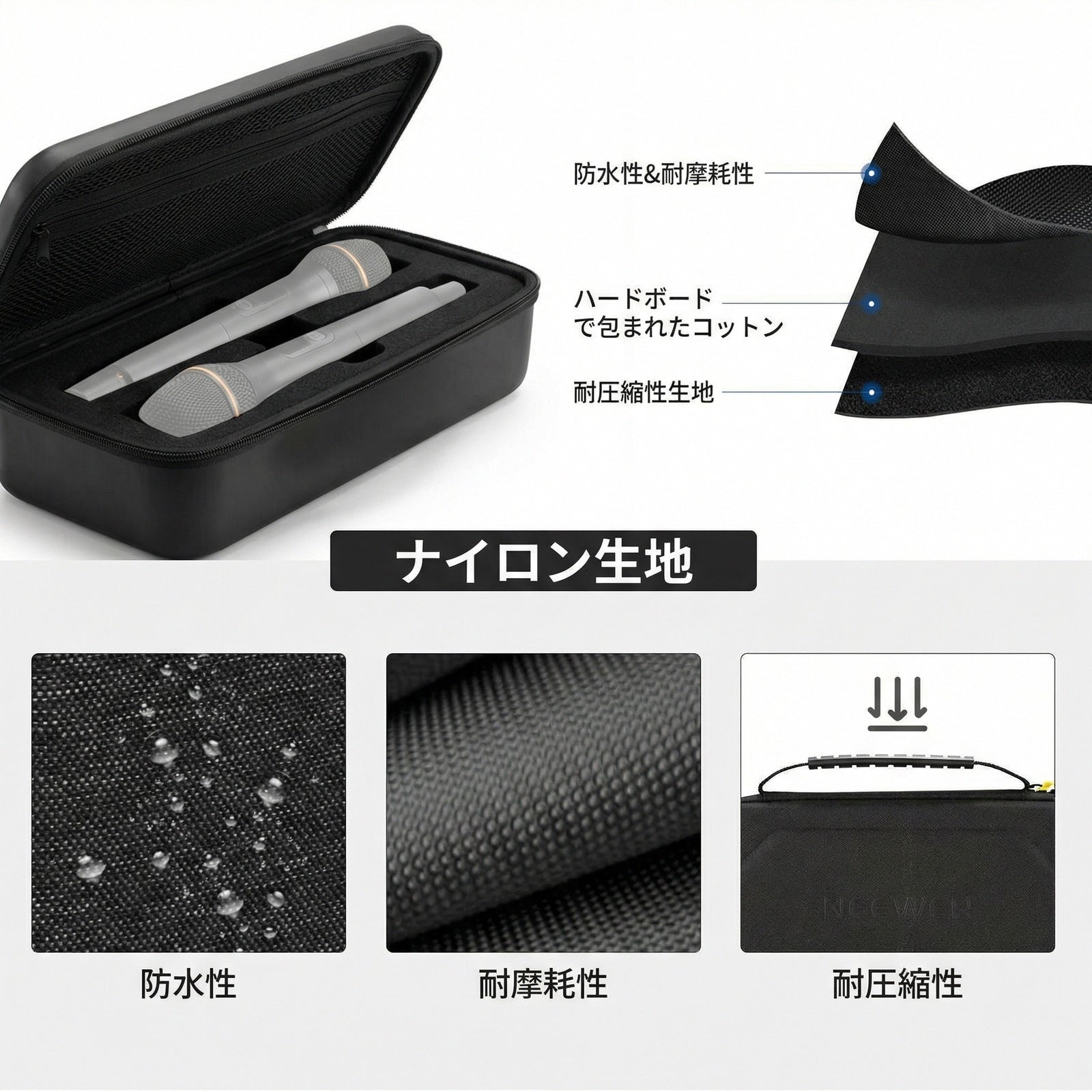 NEEWER PD033 ワイヤレスマイクケース JBL PartyBoxデュアルマイク