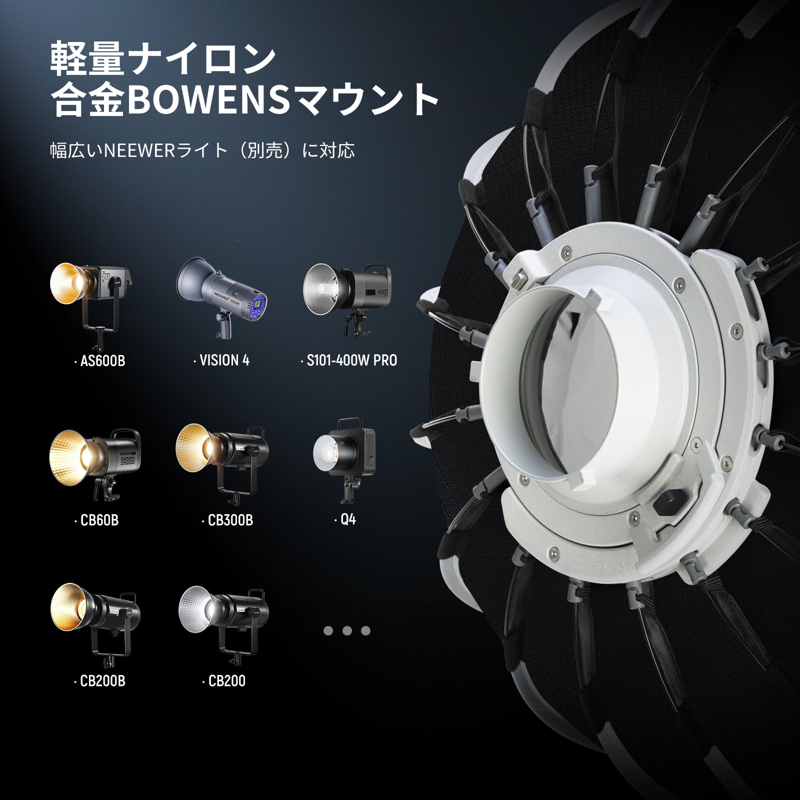 NEEWER 60CM/90CM/120CM クイックリリース パラボリックソフトボックス
