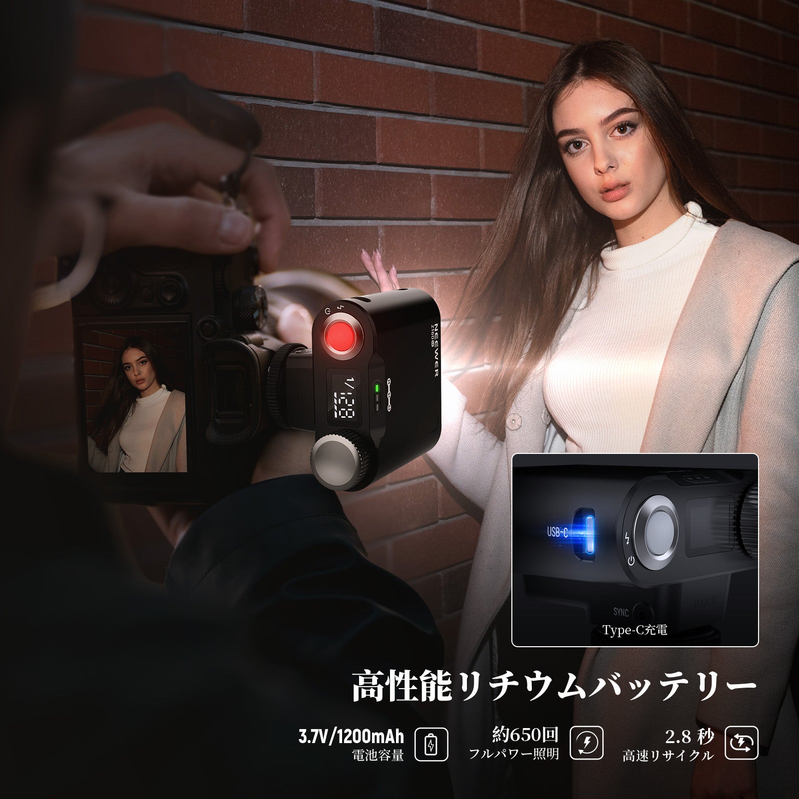 Flash&Shaver 未使用品 NEEWER Z160 SE カメラフラッシュストロボ S1/S2モード 3.7V/1200mAh