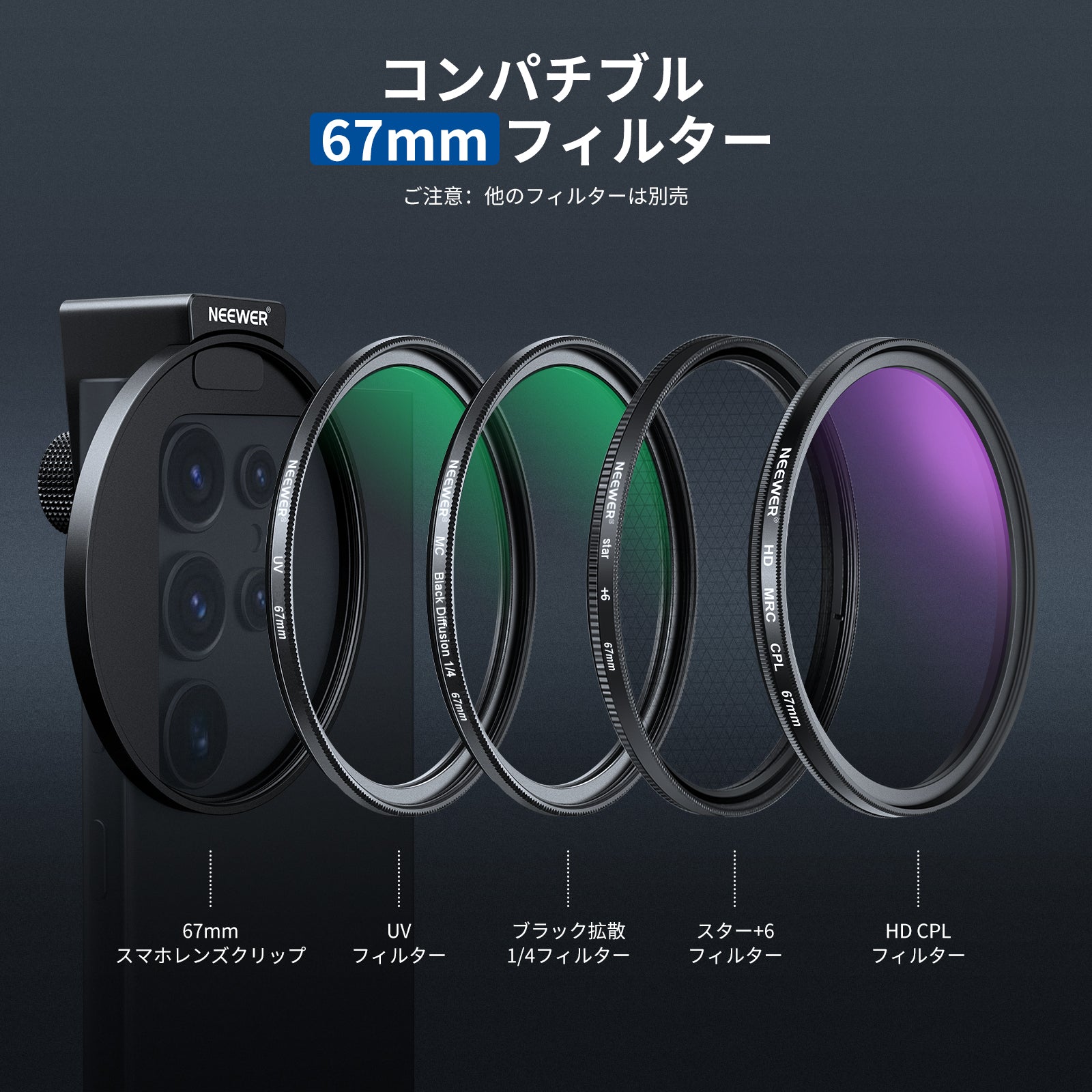NEEWER FL-78 67mm HD CPL フィルター スマホ用 – NEEWER.JP
