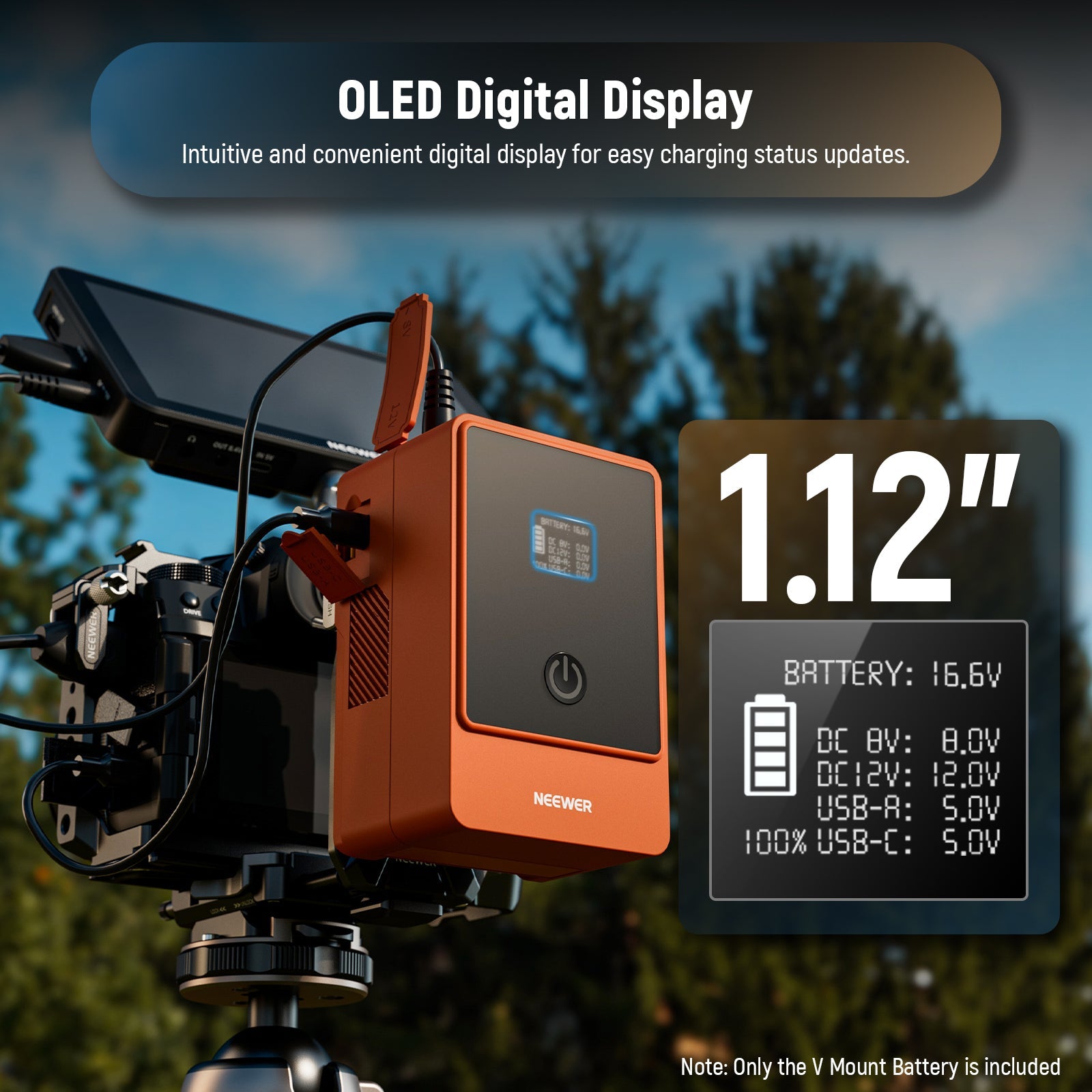 NEEWER ミニVマウントバッテリー PS099E 6800mAh 14.5V 99Wh (オレンジ