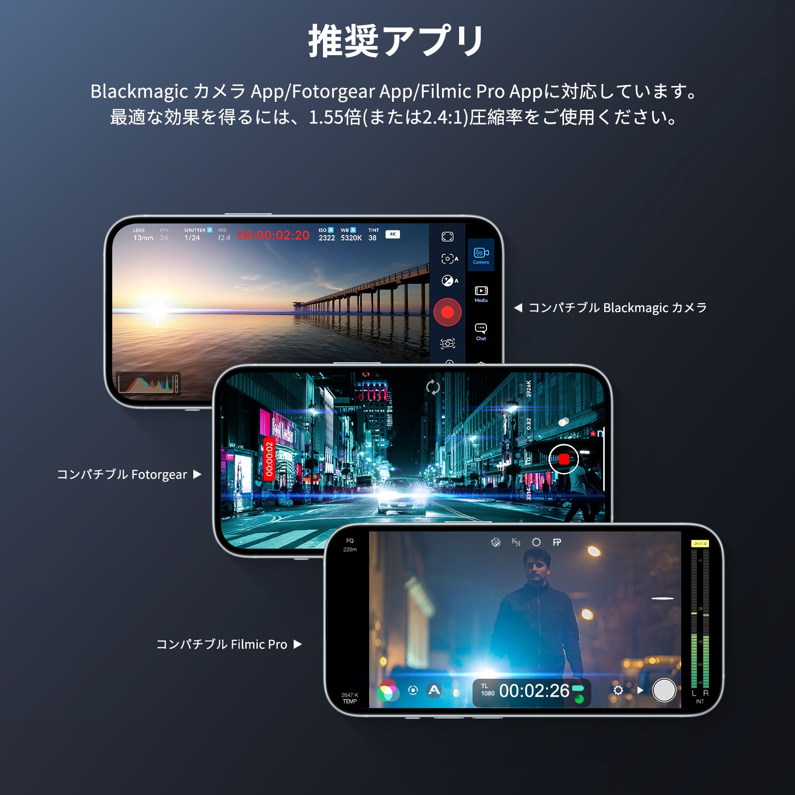 NEEWER LS-43 ULTRA 1.55x ブルーアナモルフィックスマホレンズ 17mm