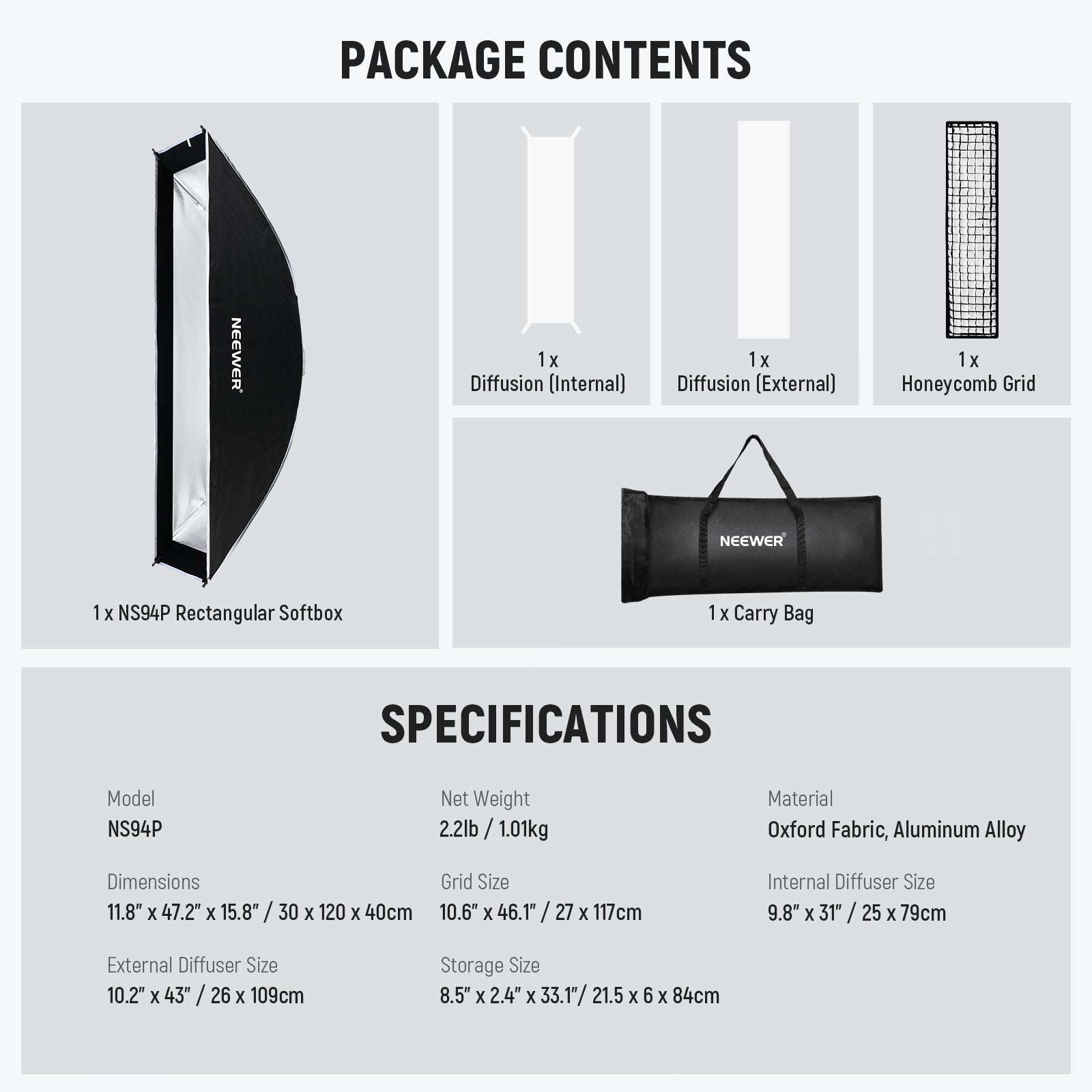 NEEWER NS93P/NS94P 長方形 ソフトボックス クイックセットアップ