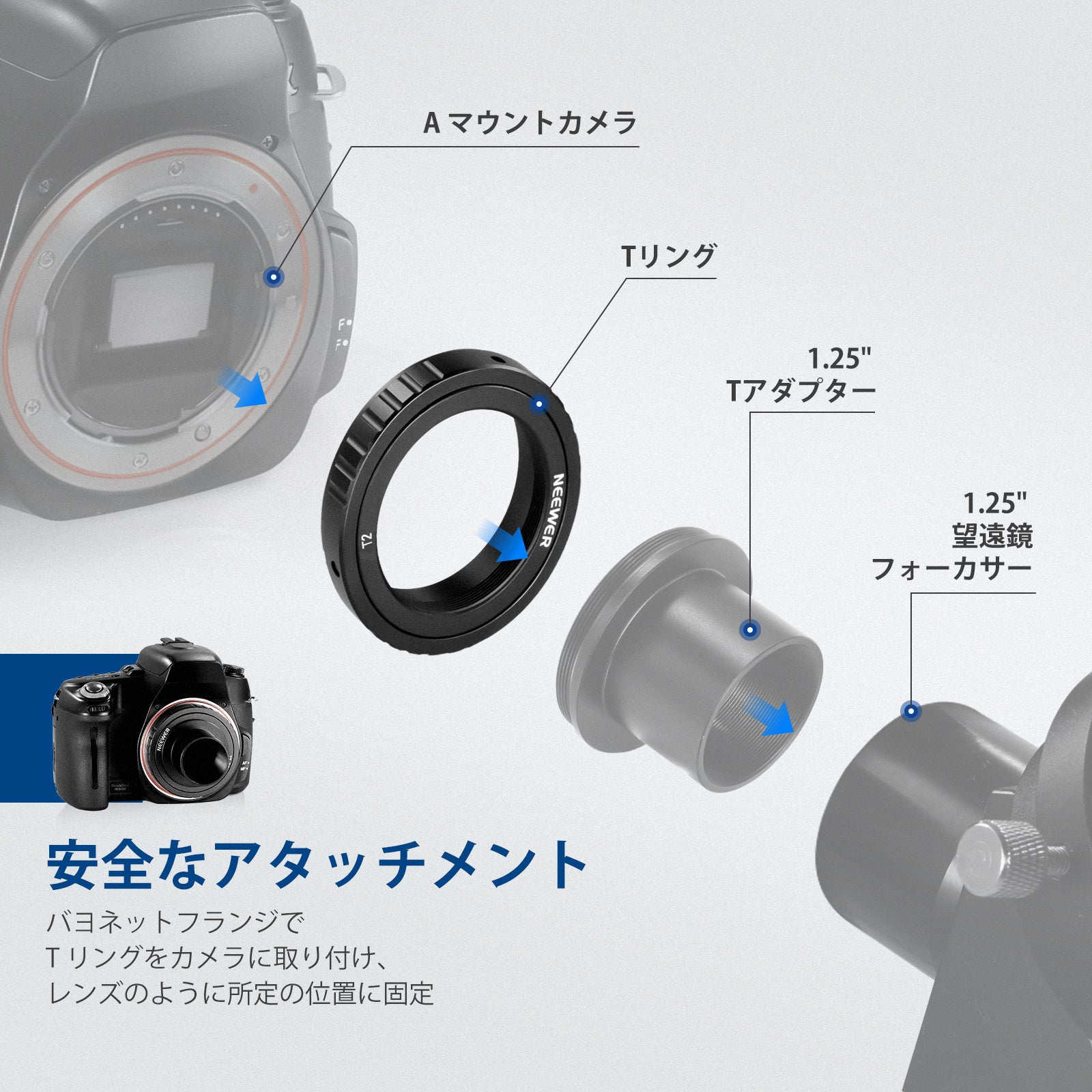 NEEWER Tリング 　 Aマウントカメラ&望遠鏡に対応 レンズアダプターリング