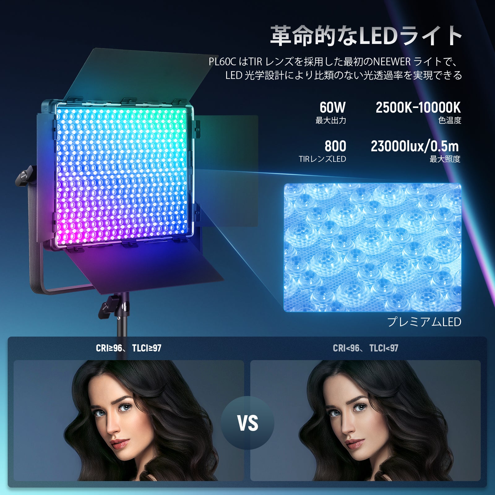 NEEWER PL60C RGB LEDビデオライト