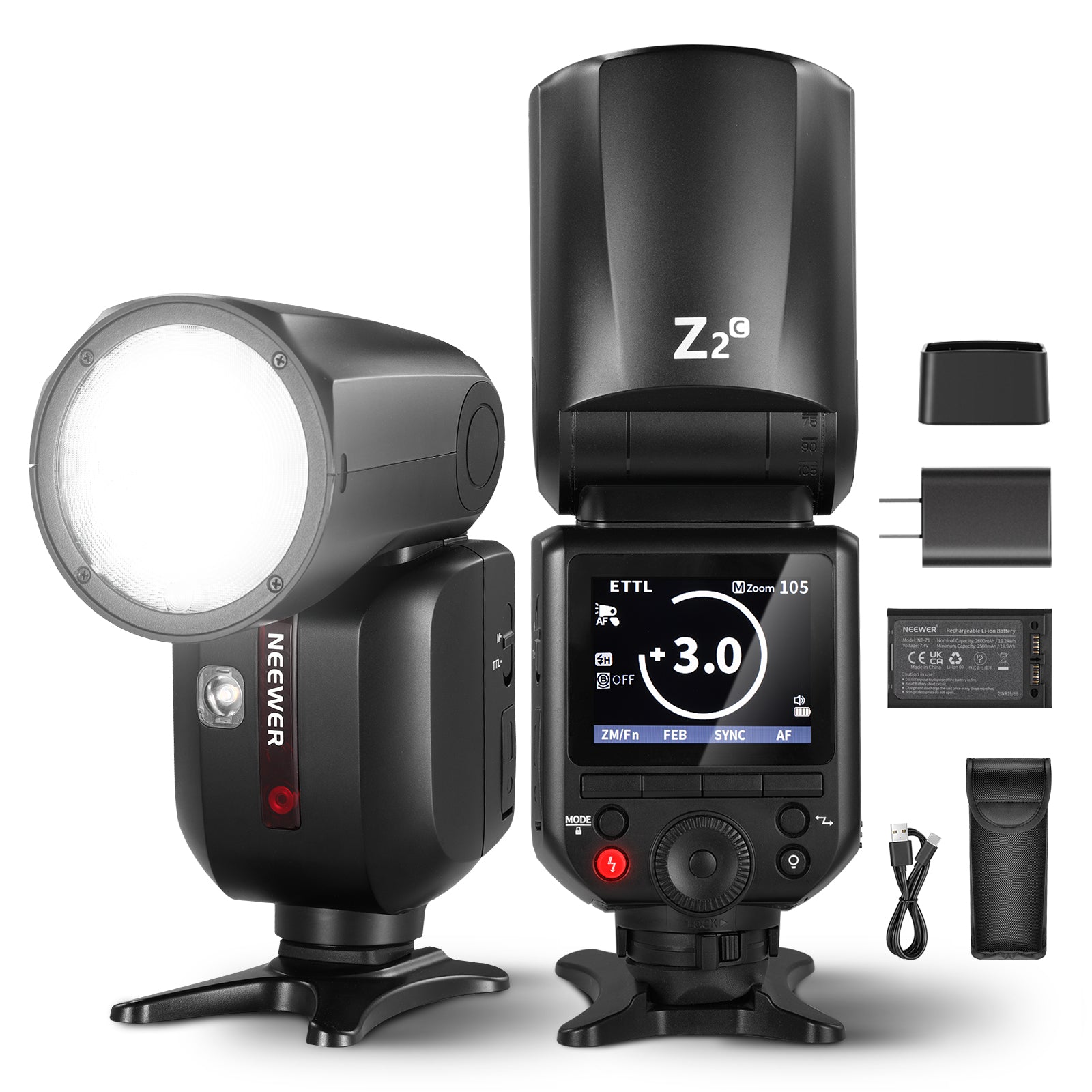 NEEWER Z2-C 2.4G TTLラウンドヘッドフラッシュ Canon用