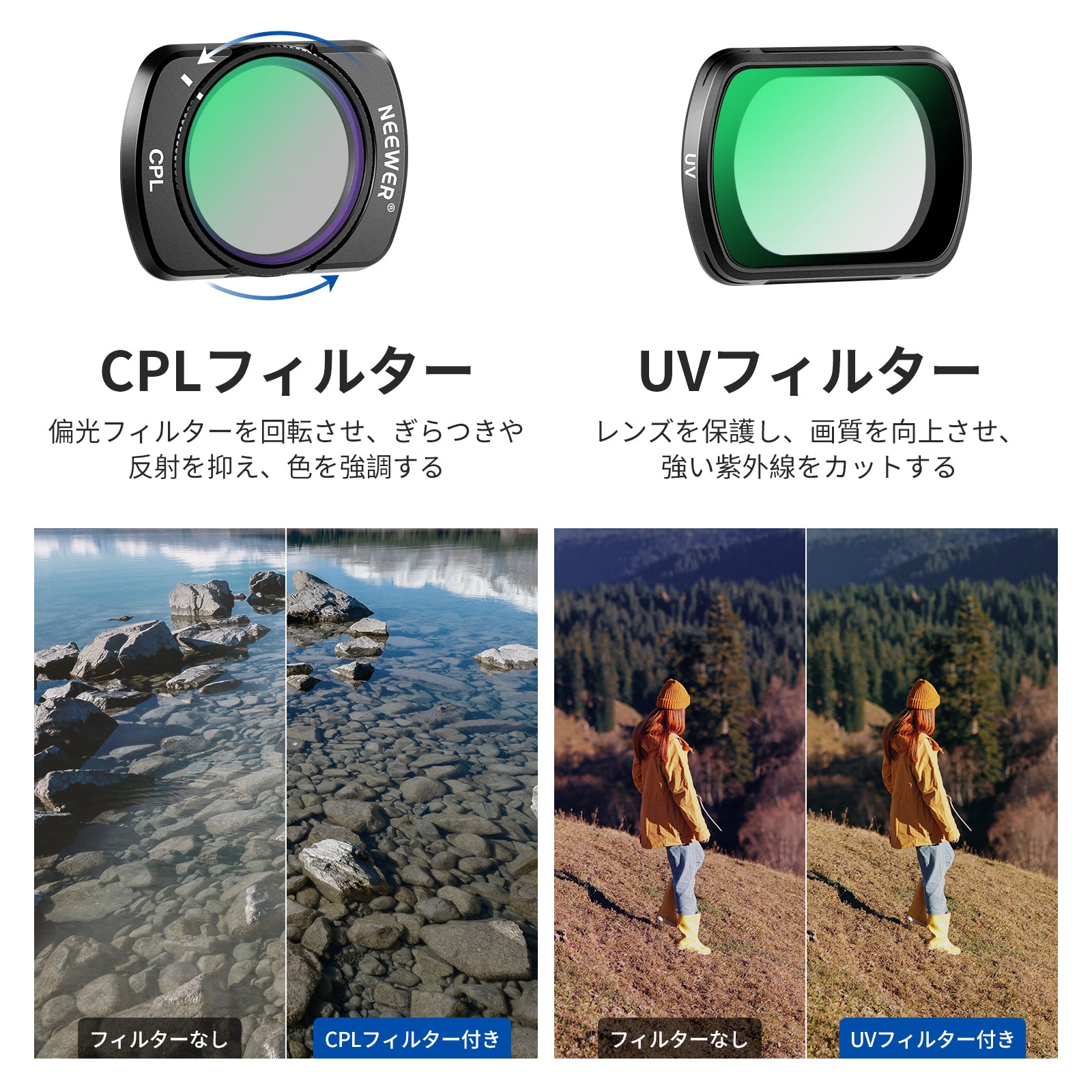 NEEWER マグネットND＆CPL＆UVフィルターセット DJI OSMO Pocket 3