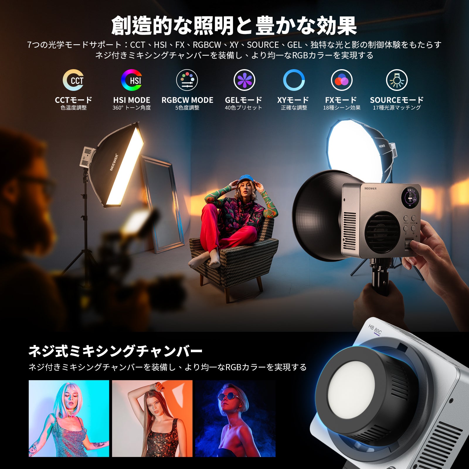 NEEWER HB80C 80W RGBWW LEDビデオライト – NEEWER.JP
