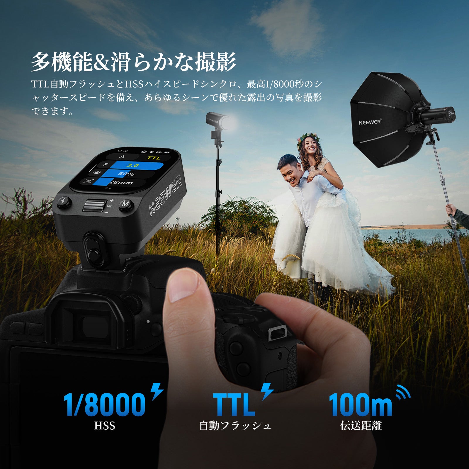 NEEWER QZ TTLワイヤレスフラッシュトリガー Canon/Sony/Nikon対応