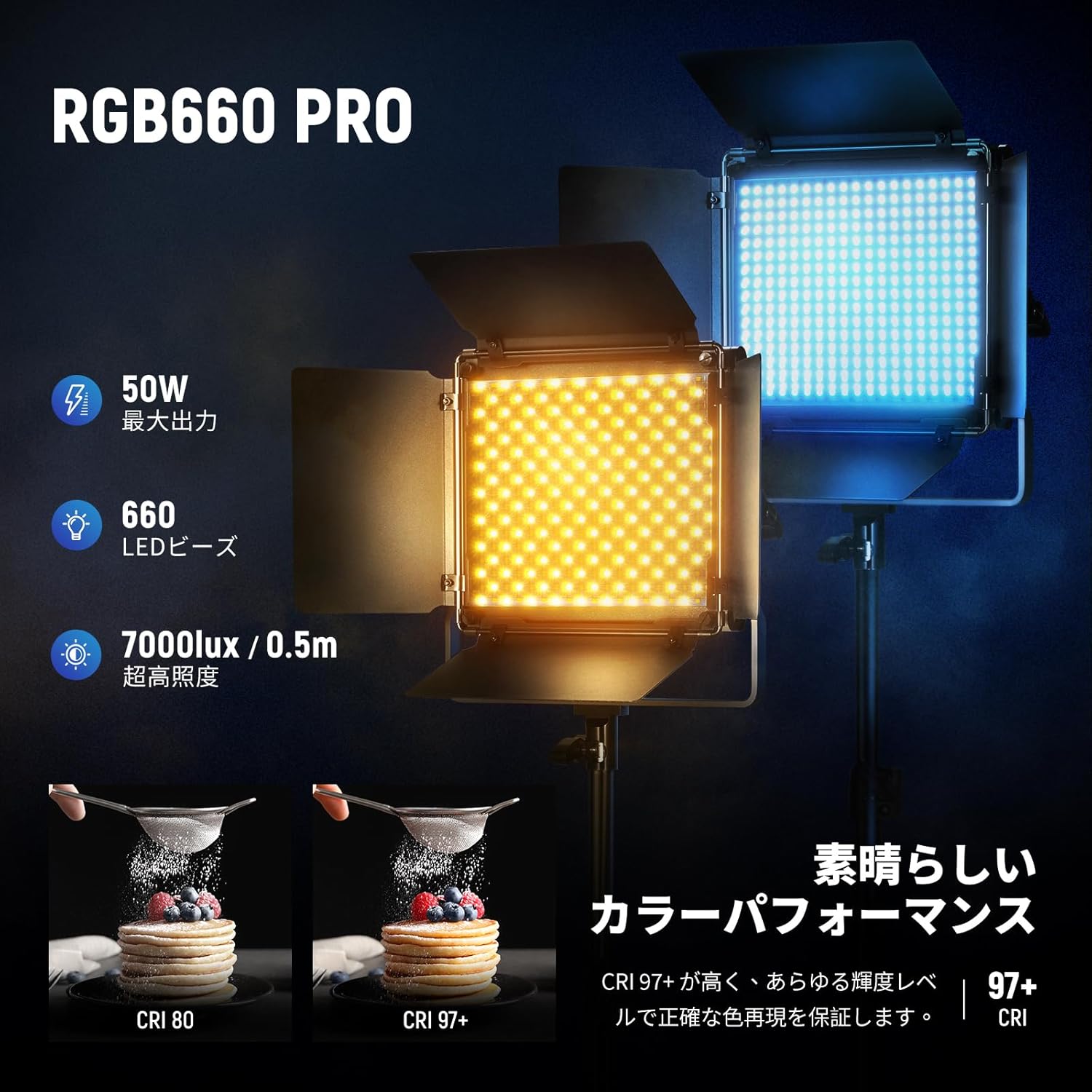 NEEWER 2パック 660PRO RGB アプリ制御可 LEDビデオライトキット