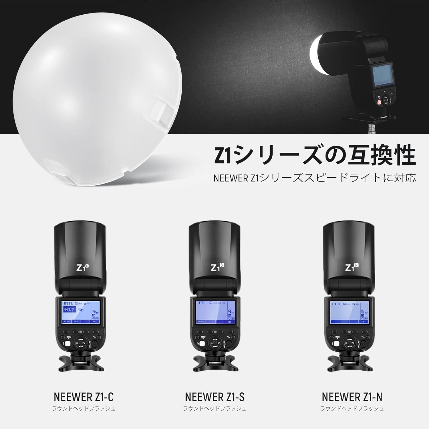 DBHURセット NEEWER M12 マグネットドームディフューザー Z1/Z2/Z2PROフラッシュ用