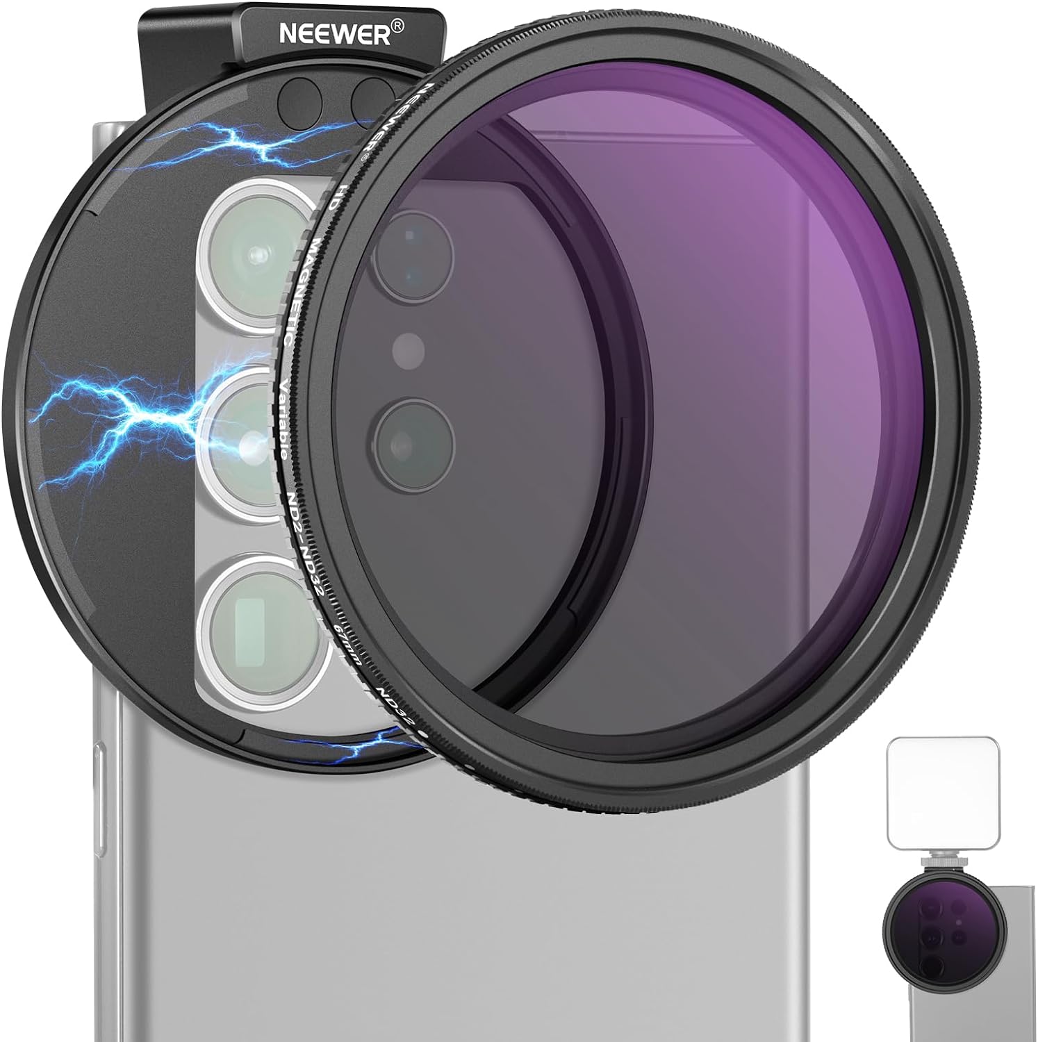 ホマホマ@即購入可オーダー NEEWER 67mm クリップオン 可変ND2-ND32スマホレンズフィルターキット