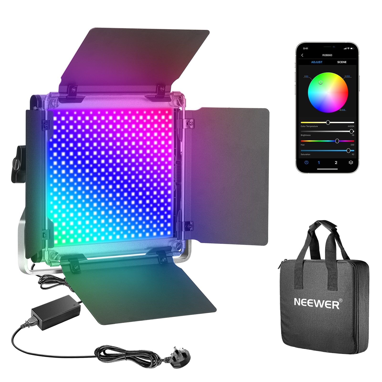 Neewer 660 RGB LEDビデオライト　アプリ制御