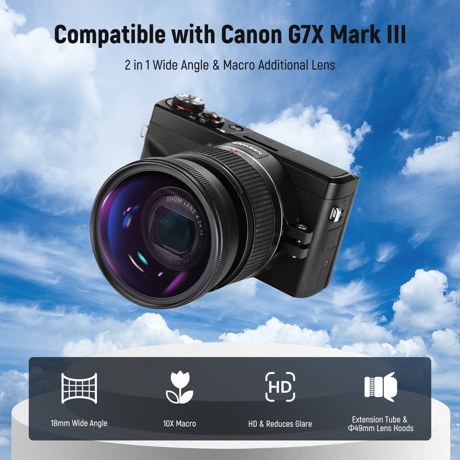 NEEWER 広角レンズ Canon G7X Mark III カメラに対応 2 in 1 - NEEWER ...