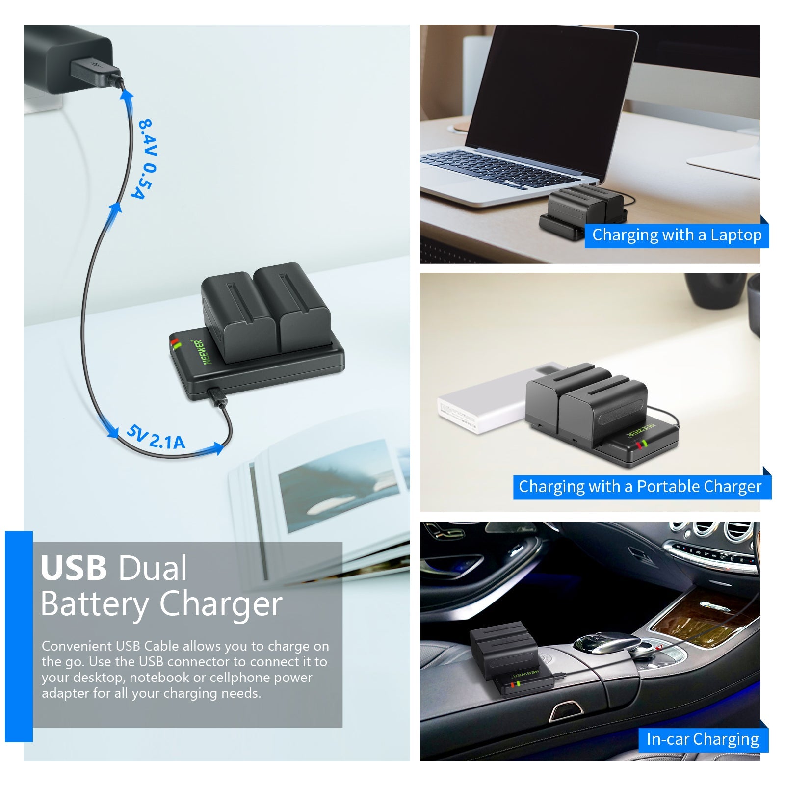 NEEWER 2パックNP-F750 5600mAhリチウムイオン交換用バッテリー