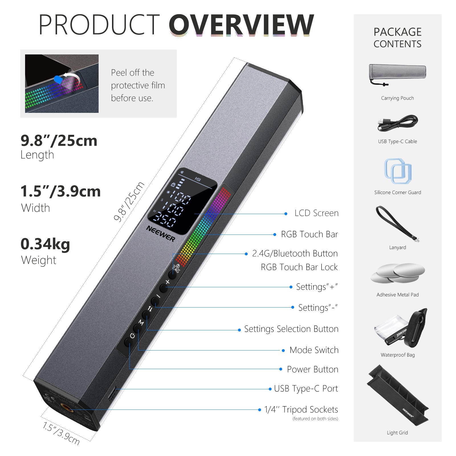 Neewer CRI98+ RGB1 Handheld LED Video Light
